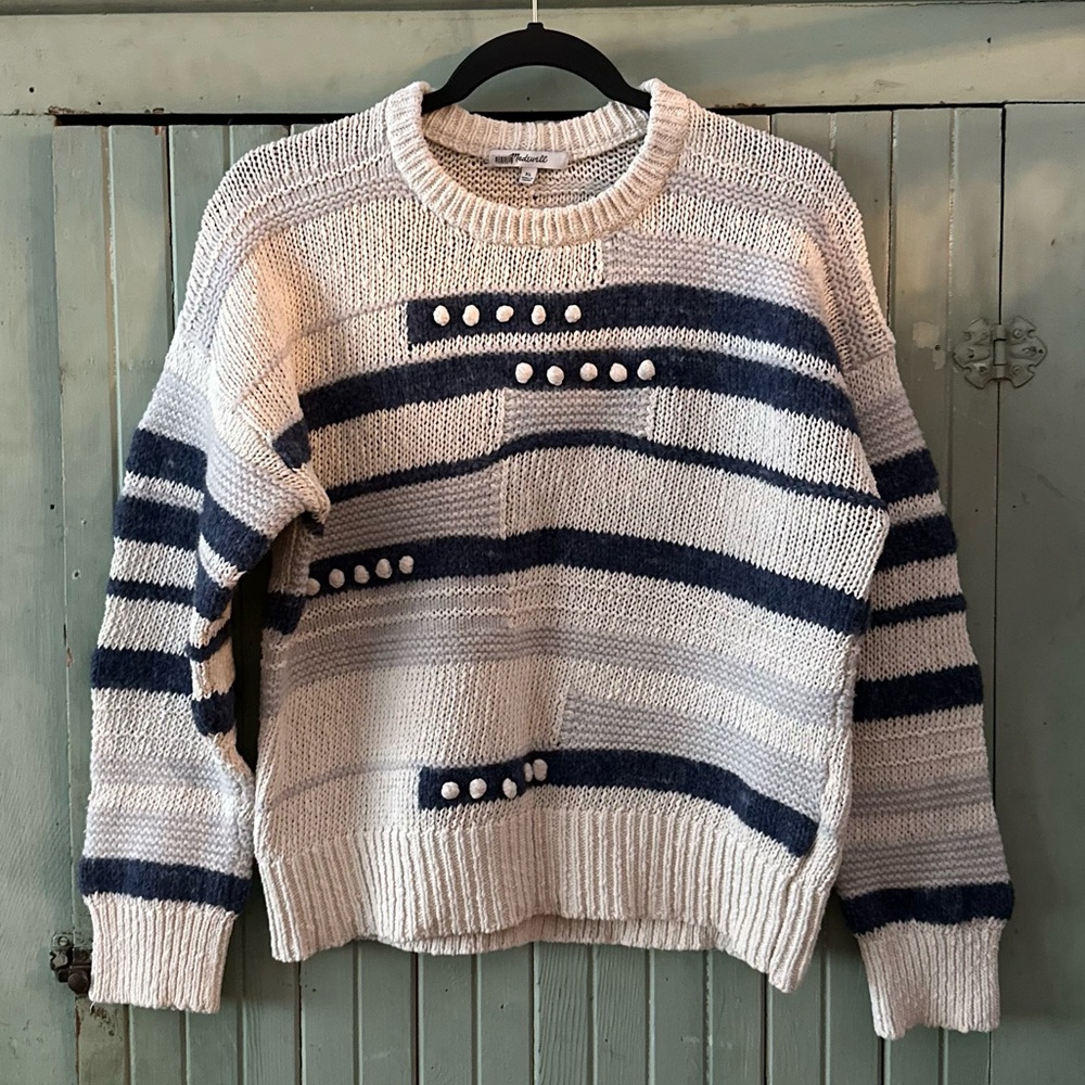 Madewell Grandover Bobble Pullover Sweater Textured Cropped Knit